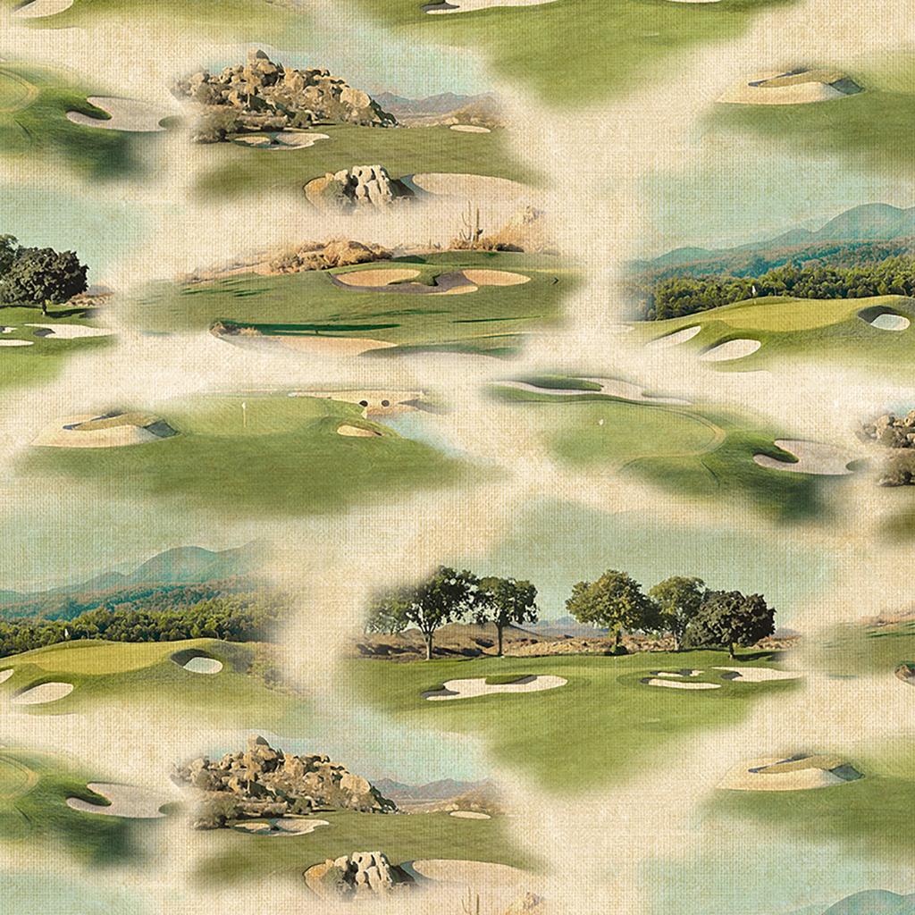 Fore! by Clothworks GOLFING TOILE/KHAKI – Arizona Quilts